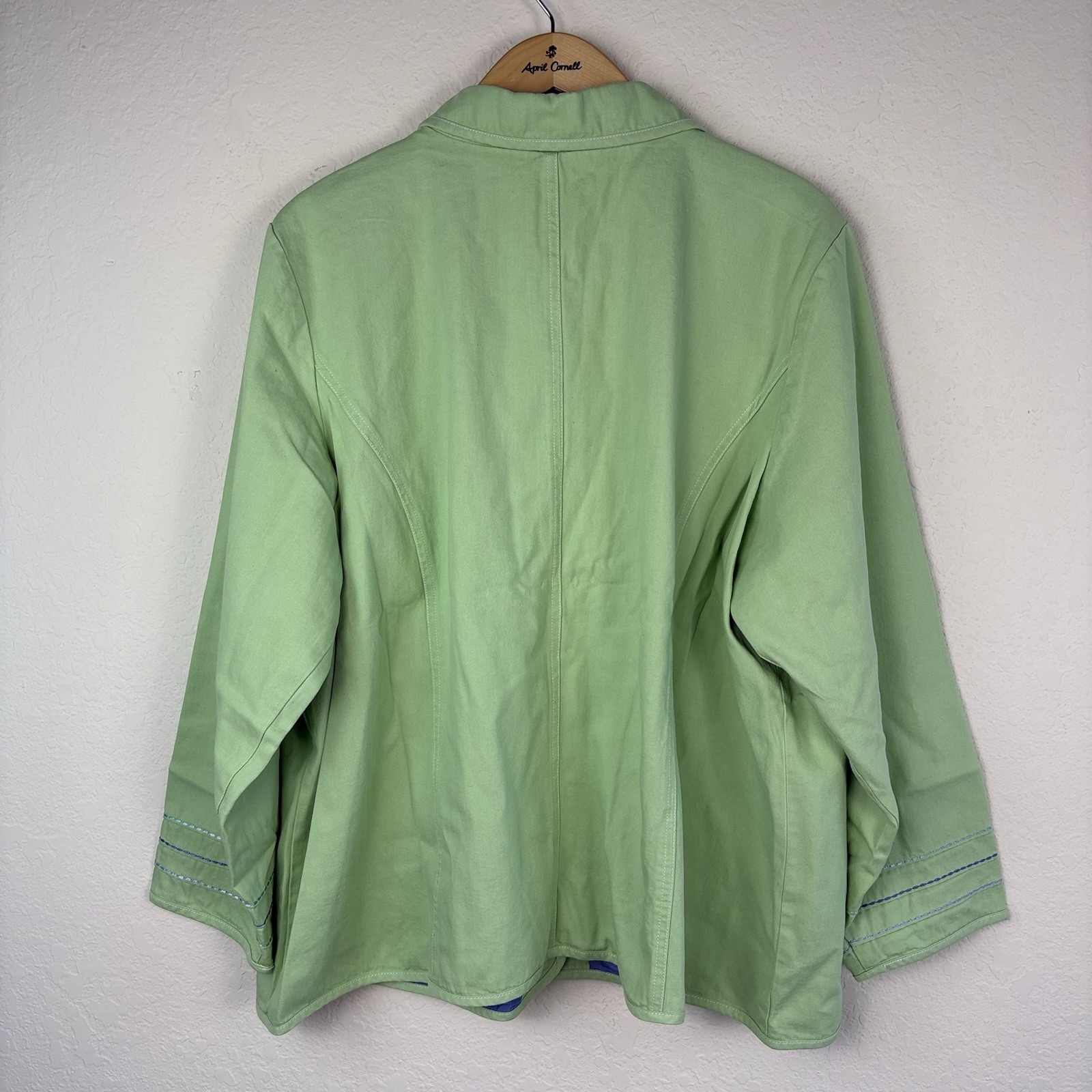 90s Denim & Co 3x Chore Shacket Shirt Jacket Green Coastal Pastel Cottagecore — image 7 of 7